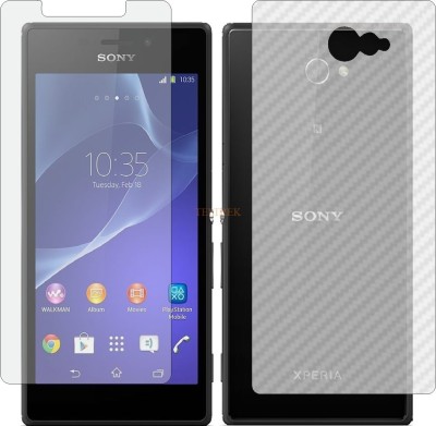 TELTREK Front and Back Tempered Glass for SONY XPERIA M2 (Front Matte Finish & Back 3d Carbon Fiber)(Pack of 2)