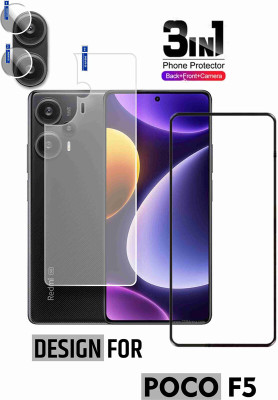 KANCHA Front and Back Tempered Glass for POCO F5(Pack of 3)