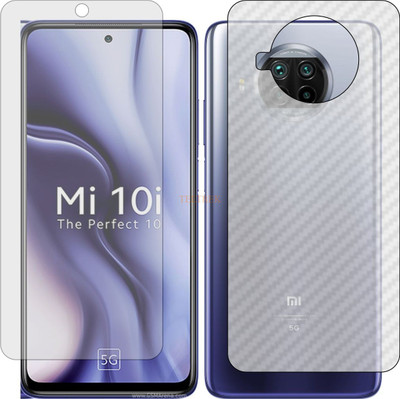 TELTREK Front and Back Tempered Glass for XIAOMI MI 10I (Front Matte Finish & Back 3d Carbon Fiber)(Pack of 2)