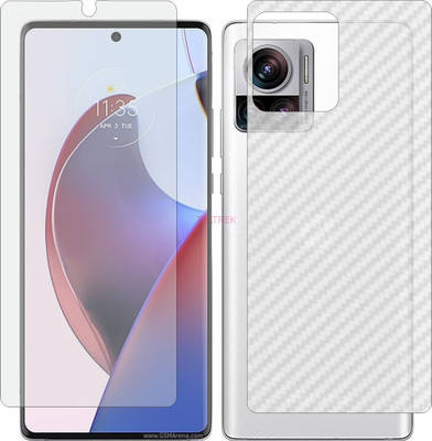 TELTREK Front and Back Tempered Glass for MOTOROLA MOTO EDGE 30 ULTRA XT2201 (Front Matte Finish & Back 3d Carbon Fiber)(Pack of 2)