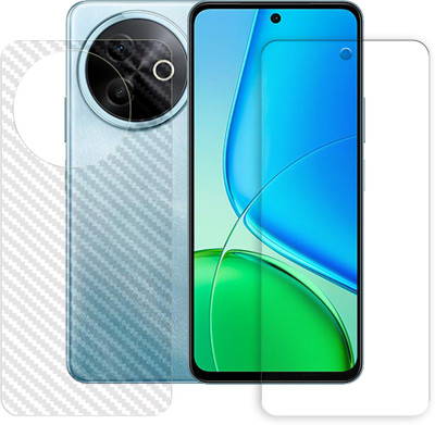 ARBAN Front and Back Tempered Glass for vivo Y39 5G Tempered Glass Screen Protector | Anti-Scratch | Edge to Edge Full Coverage | 9H Hardness (1 FRONT TEMPERED GLASS + 1 BACK CARBON FIBER SKIN)(Pack of 1)