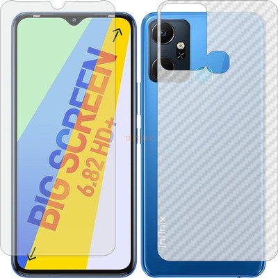 TELTREK Front and Back Tempered Glass for INFINIX SMART 6 PLUS INDIA (Front Matte Finish & Back 3d Carbon Fiber)(Pack of 2)