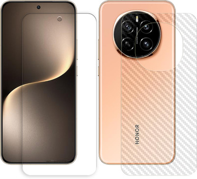 SOMTONE Front and Back Tempered Glass for Honor Magic7 5G Tempered Glass Screen Protector | Anti-Scratch | Edge to Edge Full Coverage | 9H Hardness (1 FRONT TEMPERED GLASS PROTECTOR + 1 BACK CARBON FIBER SKIN)(Pack of 1)