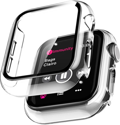 TSHIENTT Edge To Edge Screen Guard for Apple Watch 40mm SE (2nd Gen) Series 6 5 4 with Tempered Glass Screen Protector, Full Protective Hard PC Bumper Case Face Cover for iWatch 40 mm [CLEAR](Pack of 1)