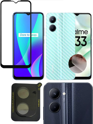 COVER CAPITAL Front and Back Tempered Glass for Realme C33(Pack of 3)