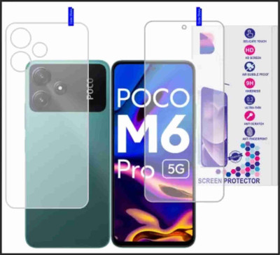 GLAMEECH Front and Back Tempered Glass for POCO M6 PRO 5G(Pack of 3)