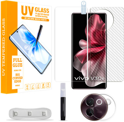 ARBAN Front and Back Tempered Glass for vivo V30e 5G Tempered Glass Screen Protector ( 1 UV TEMPERED GLASS SCREEN PROTECTOR + 1 BACK CARBON FIBER SKIN + 1 CAMERA LENS PROTECTOR ) UV01(Pack of 1)
