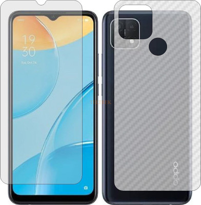 TELTREK Front and Back Tempered Glass for OPPO A15 (Front Matte Finish & Back 3d Carbon Fiber)(Pack of 2)