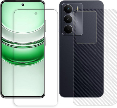 SOMTONE Front and Back Tempered Glass for Realme C73 5G Front Back Tempered Glass Screen Protector | Anti-Scratch | Edge to Edge Full Coverage | 9H Hardness ( 1 FRONT TEMPERED GLASS PROTECTOR + 1 BACK CARBON FIBER SKIN )(Pack of 1)