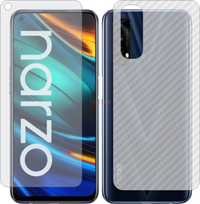 TELTREK Front and Back Tempered Glass for OPPO RMX2161REALME NARZO 20 PRO (Front Matte Finish & Back 3d Carbon Fiber)(Pack of 2)
