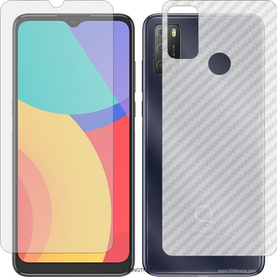 ZINGTEL Front and Back Tempered Glass for ALCATEL 1S 2021 (Front Matte Finish & Back 3d Carbon Fiber)(Pack of 2)