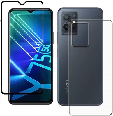 Casesily Front and Back Tempered Glass for Vivo Y75 5G Front 11D Glass Back Flexible Trink (Not Glass)(Pack of 2)