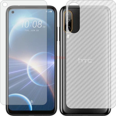 TELTREK Front and Back Tempered Glass for HTC DESIRE22 PRO (Front Matte Finish & Back 3d Carbon Fiber)(Pack of 2)