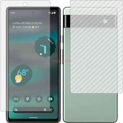 Fasheen Front and Back Tempered Glass for GOOGLE PIXEL 6A (Front Matte Finish & Back 3d Carbon Fiber)(Pack of 2)