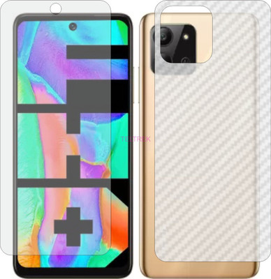 TELTREK Front and Back Tempered Glass for INFINIX HOT 11 2022 (Front Matte Finish & Back 3d Carbon Fiber)(Pack of 2)