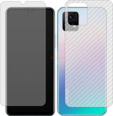 TELTREK Front and Back Tempered Glass for VIVO Y52S 5G (Front Matte Finish & Back 3d Carbon Fiber)(Pack of 2)