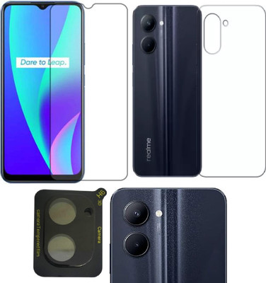 COVER CAPITAL Front and Back Tempered Glass for Realme C33(Pack of 3)
