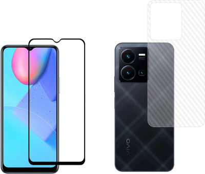 Vatsin Front and Back Tempered Glass for ViVO Y35, ViVO Y35 (Back Carbon Fiber)(Pack of 2)