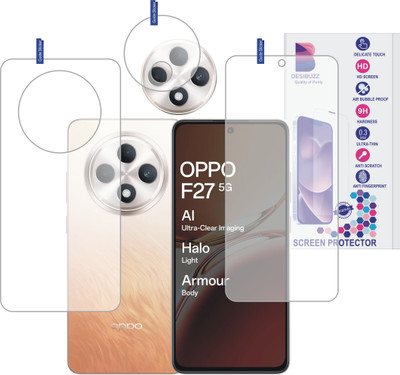DESIBUZZ Front and Back Tempered Glass for Oppo F27 5G With Camera Lens Protector(Pack of 3)