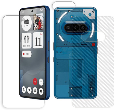 ARBAN Front and Back Tempered Glass for Nothing Phone (3a) 5G Tempered Glass Screen Protector | Anti-Scratch | Edge to Edge Full Coverage | 9H Hardness (1 FRONT SCREEN GUARD + 1 BACK CARBON FIBER SKIN + 1 CAMERA LENS PROTECTOR)(Pack of 1)