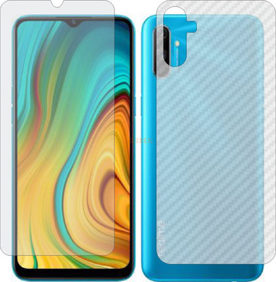 TELTREK Front and Back Tempered Glass for RMX2027 REALME C3 (Front Matte Finish & Back 3d Carbon Fiber)(Pack of 2)