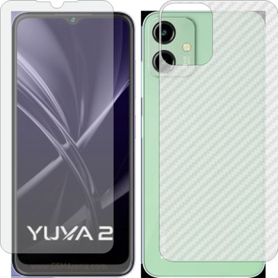 MOBART Front and Back Tempered Glass for Lava Yuva 2 (Matte Front & Carbon Fiber Skin for Back)(Pack of 2)