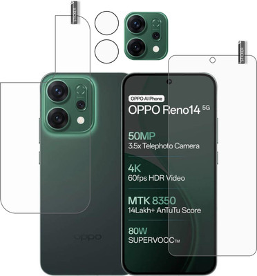 BOMGUARD Front and Back Tempered Glass for OPPO RENO 14 5G(Pack of 3)