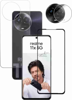 GLAMEECH Front and Back Tempered Glass for Realme 11x 5G(Pack of 3)