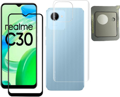 COVER CAPITAL Front and Back Tempered Glass for Realme C30S(Pack of 3)