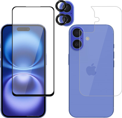 Ten To 11 Front and Back Tempered Glass for Apple iPhone 16, Apple iPhone 16 [With Rear Camera Lens Guard](Pack of 3)