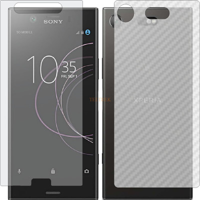 TELTREK Front and Back Tempered Glass for SONY XPERIA XZ1 COMPACT (Front Matte Finish & Back 3d Carbon Fiber)(Pack of 2)