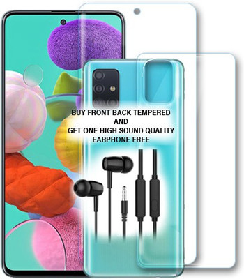 SOMTONE Front and Back Tempered Glass for Samsung Galaxy A51 FRONT BACK TEMPERED GLASS BUY AND GET EARPHONE FREE(Pack of 1)