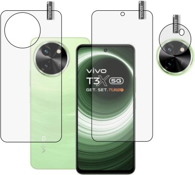 GS GUARD Front and Back Tempered Glass for vivo t3x 5g, (Flexible)(Pack of 3)