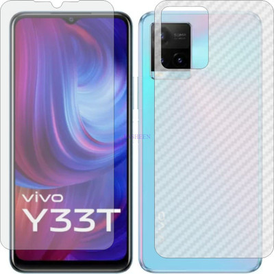 Fasheen Front and Back Tempered Glass for VIVO Y33T (Front Matte Finish & Back 3d Carbon Fiber)(Pack of 2)