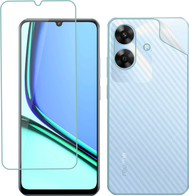 Vatsin Front and Back Tempered Glass for Realme Narzo N61, Realme Narzo N61 [Back Carbon Fiber](Pack of 2)