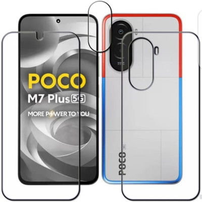 DOWRVIN Front and Back Tempered Glass for POCO M7 PLUS 5G(Pack of 3)