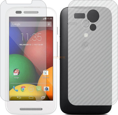 TELTREK Front and Back Tempered Glass for MOTOROLA MOTO E XT1022 (Front Matte Finish & Back 3d Carbon Fiber)(Pack of 2)