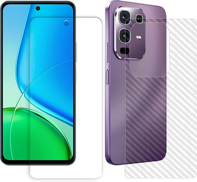 ARBAN Front and Back Tempered Glass for Infinix Note 50x 5G Tempered Glass Screen Protector | Anti-Scratch | Edge to Edge Full Coverage | 9H Hardness (1 FRONT TEMPERED GLASS + 1 BACK CARBON FIBER SKIN)(Pack of 1)