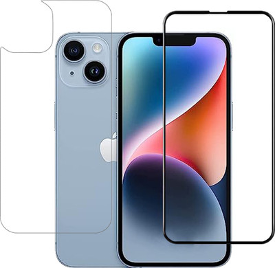 Menext Front and Back Tempered Glass for iphone 14(Pack of 2)