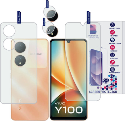 DESIBUZZ Front and Back Tempered Glass for vivo Y100 5G, {Flexible}(Pack of 3)