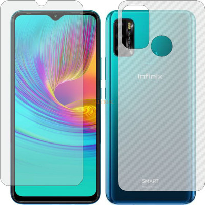 TELTREK Front and Back Tempered Glass for INFINIX SMART 4 PLUS (Front Matte Finish & Back 3d Carbon Fiber)(Pack of 2)