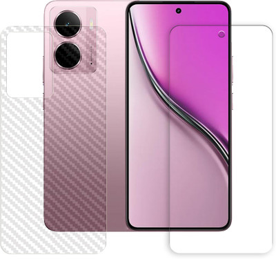 SOMTONE Front and Back Tempered Glass for Realme P3 5G Tempered Glass Screen Protector | Anti-Scratch | Edge to Edge Full Coverage | 9H Hardness (1 FRONT TEMPERED GLASS PROTECTOR + 1 BACK CARBON FIBER SKIN)(Pack of 1)