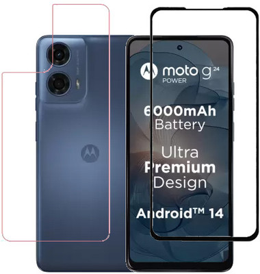 HOBBYTRONICS Front and Back Tempered Glass for Motorola G24 Power, Moto G24 Power, MOTOROLA G04, moto g04(Pack of 1)