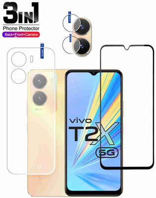 KANCHA Front and Back Tempered Glass for VIVO T2X 5G(Pack of 3)