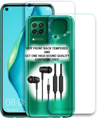SOMTONE Front and Back Tempered Glass for Huawei P40 lite FRONT BACK TEMPERED GLASS BUY AND GET EARPHONE FREE(Pack of 1)
