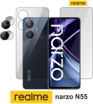 PONDRIK Front and Back Tempered Glass for Realme narzo N55(Pack of 3)