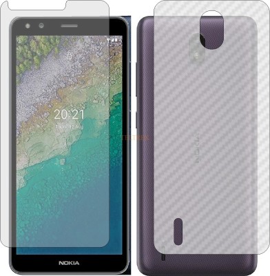 TELTREK Front and Back Tempered Glass for NOKIA C01 PLUS TA1383 (Front Matte Finish & Back 3d Carbon Fiber)(Pack of 2)