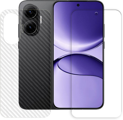 SOMTONE Front and Back Tempered Glass for Xiaomi Redmi Turbo 4 Pro 5G Tempered Glass Screen Protector | Anti-Scratch | Edge to Edge Full Coverage | 9H Hardness (1 FRONT TEMPERED GLASS PROTECTOR + 1 BACK CARBON FIBER SKIN)(Pack of 1)