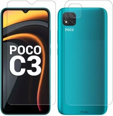 Penvag Front and Back Tempered Glass for Poco C3(Pack of 2)