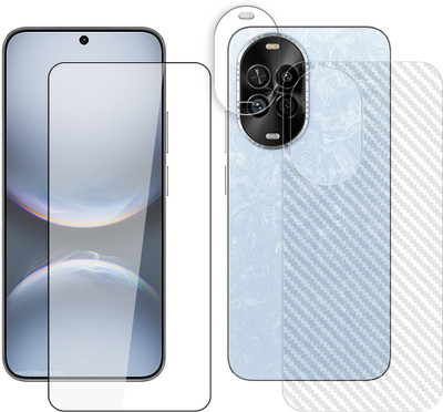 SOMTONE Front and Back Tempered Glass for Huawei nova 14 Lite 5G Tempered Glass Screen Protector | Edge to Edge Full Coverage | 9H Hardness ( 1 FRONT SCREEN GUARD + 1 CARBON FIBER BACK + 1 CAMERA LENS PROTECTOR ) FX01(Pack of 1)